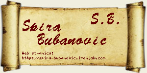 Spira Bubanović vizit kartica